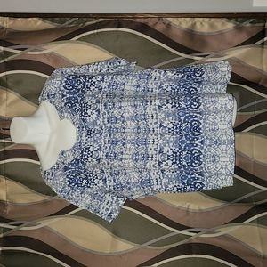 Blue and White Ruby Rd. Favorites 2x Women's Short Sleeved Shirt